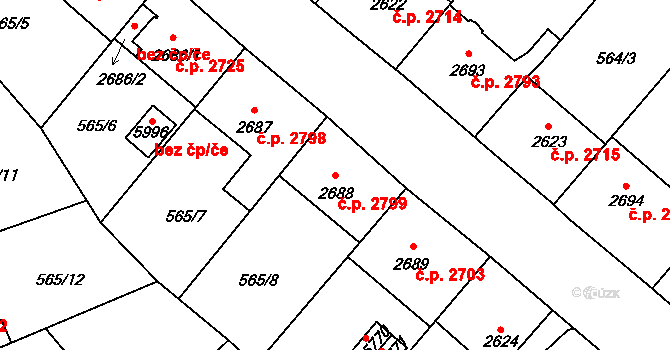 Jablonec nad Nisou 2799 na parcele st. 2688 v KÚ Jablonec nad Nisou, Katastrální mapa