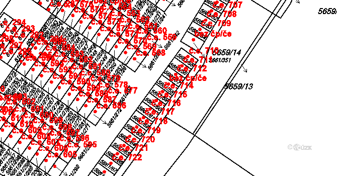 Jihlava 713 na parcele st. 5661/58 v KÚ Jihlava, Katastrální mapa