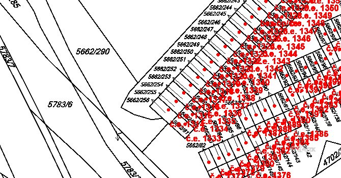 Jihlava 1316 na parcele st. 5662/254 v KÚ Jihlava, Katastrální mapa