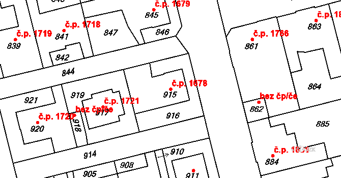 Kladno 1678 na parcele st. 915 v KÚ Kladno, Katastrální mapa