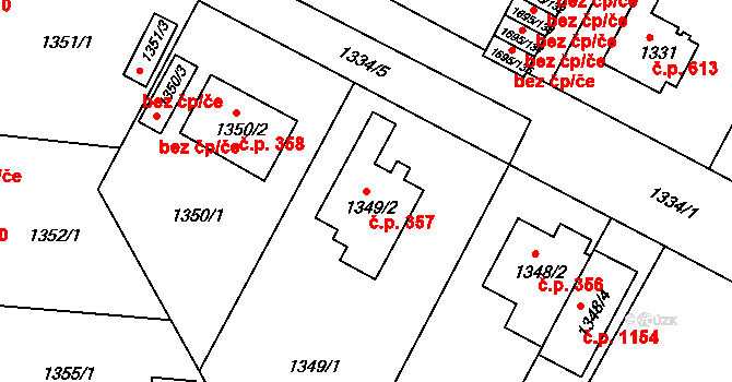 Třeboň II 357, Třeboň na parcele st. 1349/2 v KÚ Třeboň, Katastrální mapa