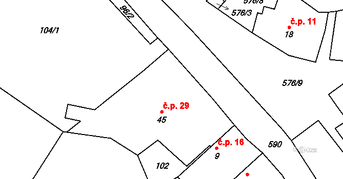 Teplá 29, Třebenice na parcele st. 45 v KÚ Teplá u Třebenic, Katastrální mapa