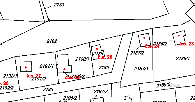 Petrův Dvůr 25, Netolice na parcele st. 2188 v KÚ Netolice, Katastrální mapa