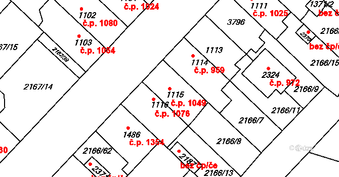 Lysá nad Labem 1049 na parcele st. 1115 v KÚ Lysá nad Labem, Katastrální mapa