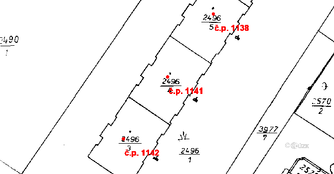 Poděbrady III 1141, Poděbrady na parcele st. 2496/4 v KÚ Poděbrady, Katastrální mapa