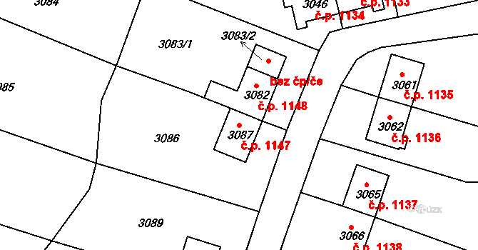 Duchcov 1147 na parcele st. 3087 v KÚ Duchcov, Katastrální mapa