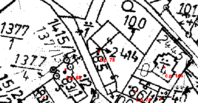 Těmice 75 na parcele st. 85 v KÚ Těmice u Kamenice nad Lipou, Katastrální mapa