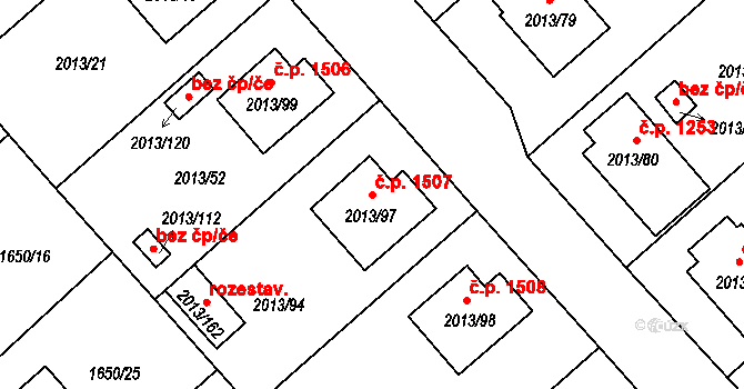 Pelhřimov 1507 na parcele st. 2013/97 v KÚ Pelhřimov, Katastrální mapa