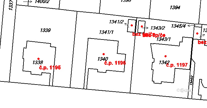 Břevnov 1196, Praha na parcele st. 1340 v KÚ Břevnov, Katastrální mapa