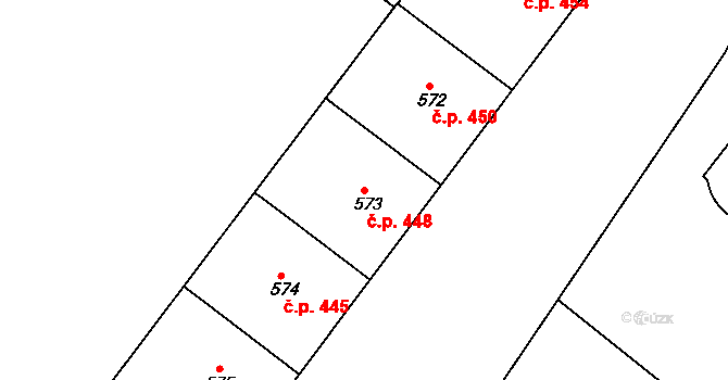 Holešovice 448, Praha na parcele st. 573 v KÚ Holešovice, Katastrální mapa