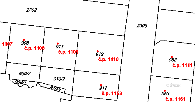 Holešovice 1110, Praha na parcele st. 912 v KÚ Holešovice, Katastrální mapa