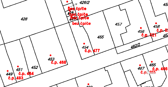 Zdice 477 na parcele st. 454 v KÚ Zdice, Katastrální mapa