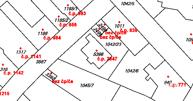 Dvůr Králové nad Labem 2847 na parcele st. 5396 v KÚ Dvůr Králové nad Labem, Katastrální mapa