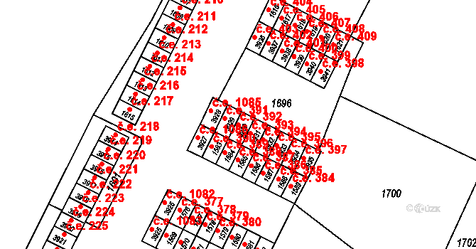 Kuřim 392 na parcele st. 3930 v KÚ Kuřim, Katastrální mapa
