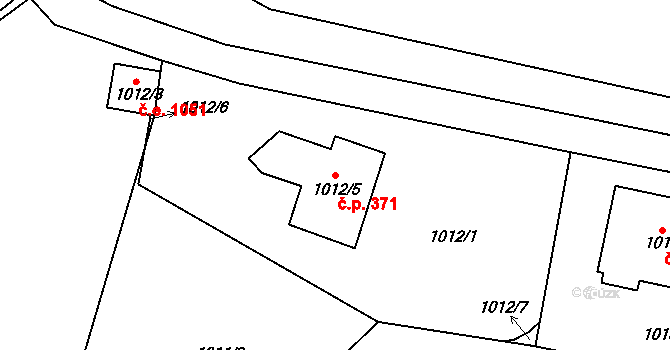 Brná 371, Ústí nad Labem na parcele st. 1012/5 v KÚ Brná nad Labem, Katastrální mapa