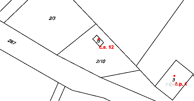 Chuchel 12, Jeřišno na parcele st. 73 v KÚ Chuchel, Katastrální mapa