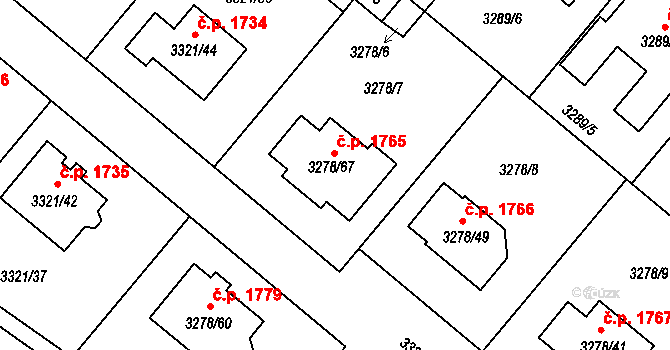 Chotěboř 1765 na parcele st. 3278/67 v KÚ Chotěboř, Katastrální mapa