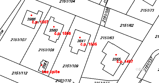 Humpolec 1505 na parcele st. 3641 v KÚ Humpolec, Katastrální mapa