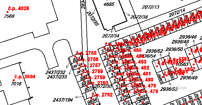 Hodonín 339 na parcele st. 3742 v KÚ Hodonín, Katastrální mapa