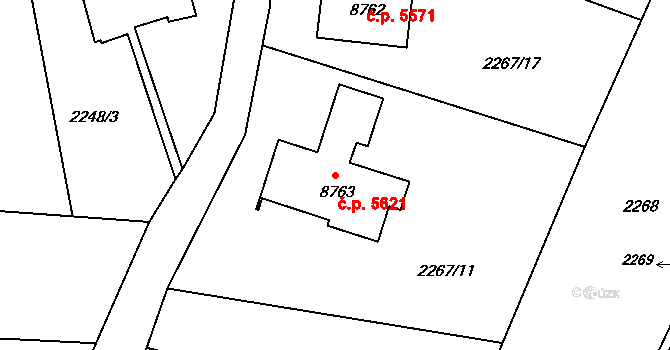 Zlín 5621 na parcele st. 8763 v KÚ Zlín, Katastrální mapa