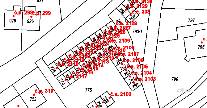 Mariánské Údolí 2110, Hlubočky na parcele st. 767 v KÚ Hlubočky, Katastrální mapa