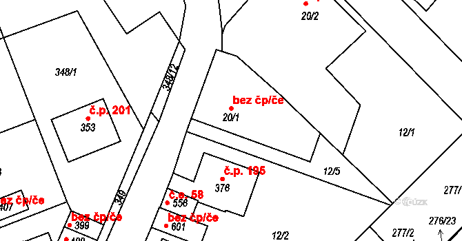 Velký Beranov 38681382 na parcele st. 20/1 v KÚ Velký Beranov, Katastrální mapa