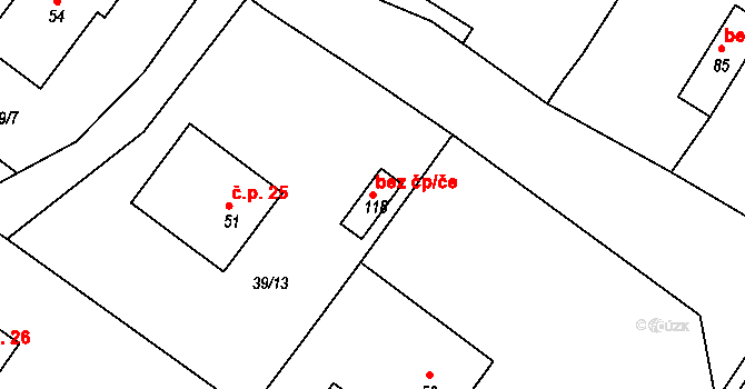 Choceň 39427382 na parcele st. 118 v KÚ Dvořisko, Katastrální mapa