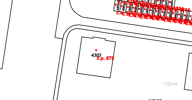 Zlín 879 na parcele st. 4303 v KÚ Zlín, Katastrální mapa