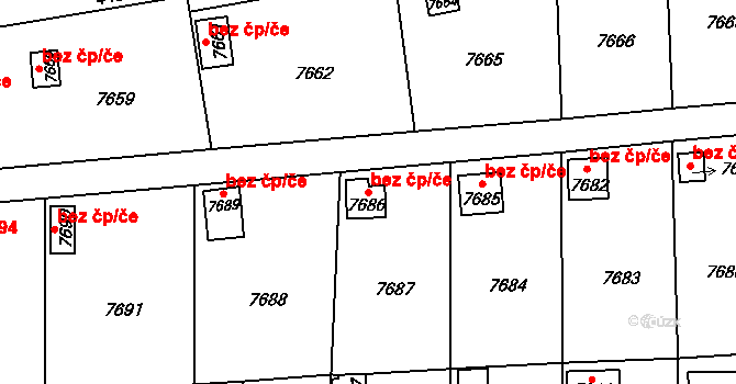 Most 42221382 na parcele st. 7686 v KÚ Most II, Katastrální mapa