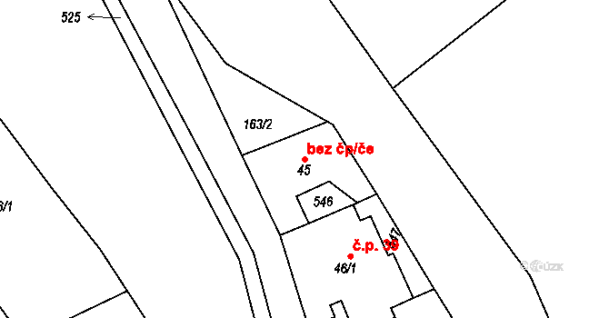 Mukařov 45299382 na parcele st. 45 v KÚ Vicmanov, Katastrální mapa