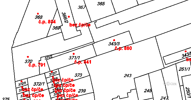 Brno 45554382 na parcele st. 343/8 v KÚ Zábrdovice, Katastrální mapa