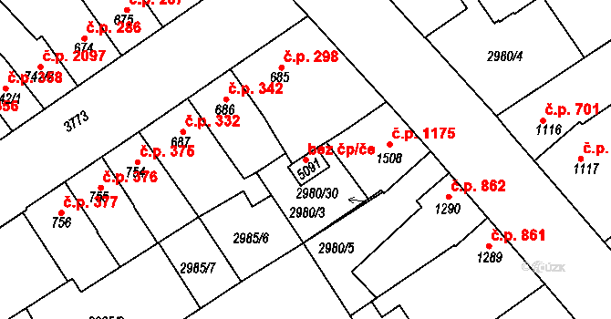 Rakovník 47151382 na parcele st. 5091 v KÚ Rakovník, Katastrální mapa