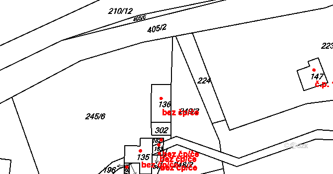 Telnice 47886382 na parcele st. 136 v KÚ Telnice, Katastrální mapa