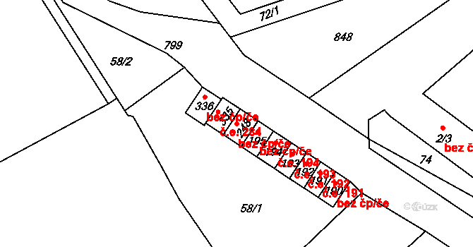 Horní Dubenky 48968382 na parcele st. 248 v KÚ Horní Dubenky, Katastrální mapa
