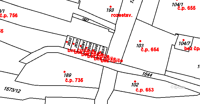 Litovel 49535382 na parcele st. 203/7 v KÚ Litovel, Katastrální mapa