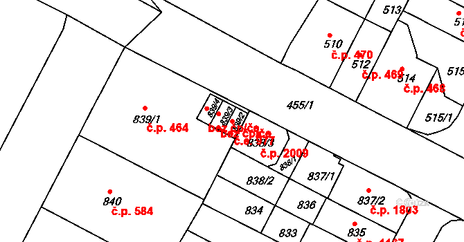 Černá Pole 977, Brno na parcele st. 839/2 v KÚ Černá Pole, Katastrální mapa
