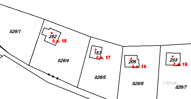 Smrkovice 17, Písek na parcele st. 157 v KÚ Smrkovice, Katastrální mapa