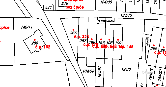Únětice 176 na parcele st. 267 v KÚ Únětice u Prahy, Katastrální mapa