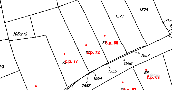 Chrastavice 72 na parcele st. 74 v KÚ Chrastavice, Katastrální mapa