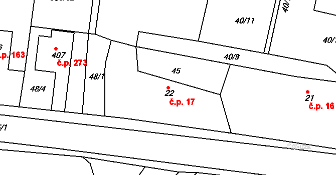 Malá Skalice 17, Česká Skalice na parcele st. 22 v KÚ Malá Skalice, Katastrální mapa