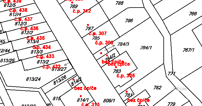 Novosedlice 78302382 na parcele st. 784/3 v KÚ Novosedlice, Katastrální mapa