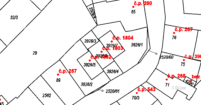 Humpolec 1803 na parcele st. 3926/6 v KÚ Humpolec, Katastrální mapa