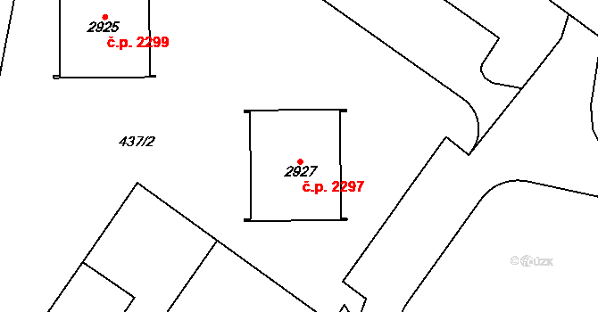 Žatec 2297 na parcele st. 2927 v KÚ Žatec, Katastrální mapa