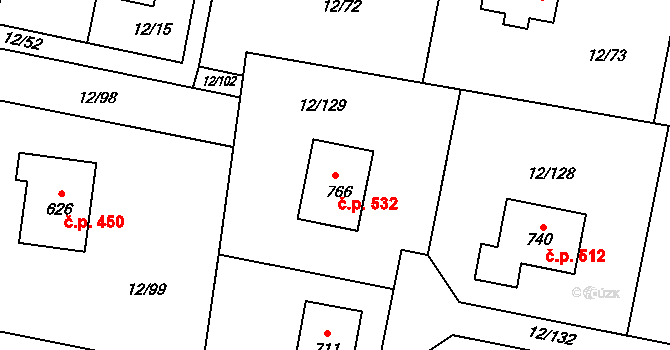 Horní Datyně 532, Vratimov na parcele st. 766 v KÚ Horní Datyně, Katastrální mapa