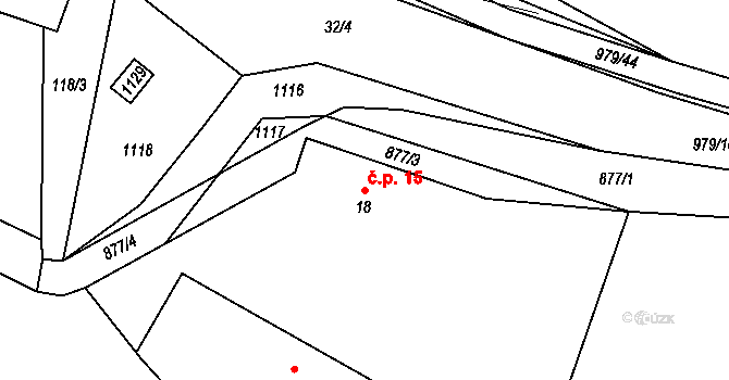 Dlouhá Ves 15, Rychnov nad Kněžnou na parcele st. 18 v KÚ Dlouhá Ves u Rychnova nad Kněžnou, Katastrální mapa