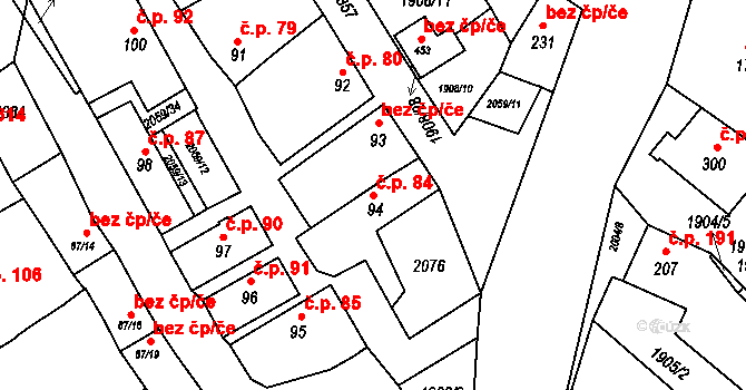 Ivaň 84 na parcele st. 94 v KÚ Ivaň, Katastrální mapa