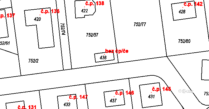 Kladno 102099383 na parcele st. 438 v KÚ Vrapice, Katastrální mapa