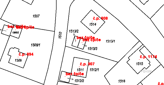 Děčín 106578383 na parcele st. 1513/3 v KÚ Podmokly, Katastrální mapa