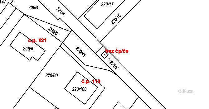 Křelov-Břuchotín 115928383 na parcele st. 221/6 v KÚ Břuchotín, Katastrální mapa