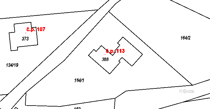 Kociánov 113, Loučná nad Desnou na parcele st. 388 v KÚ Kociánov, Katastrální mapa